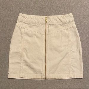 White Corduroy Zip Front Skirt